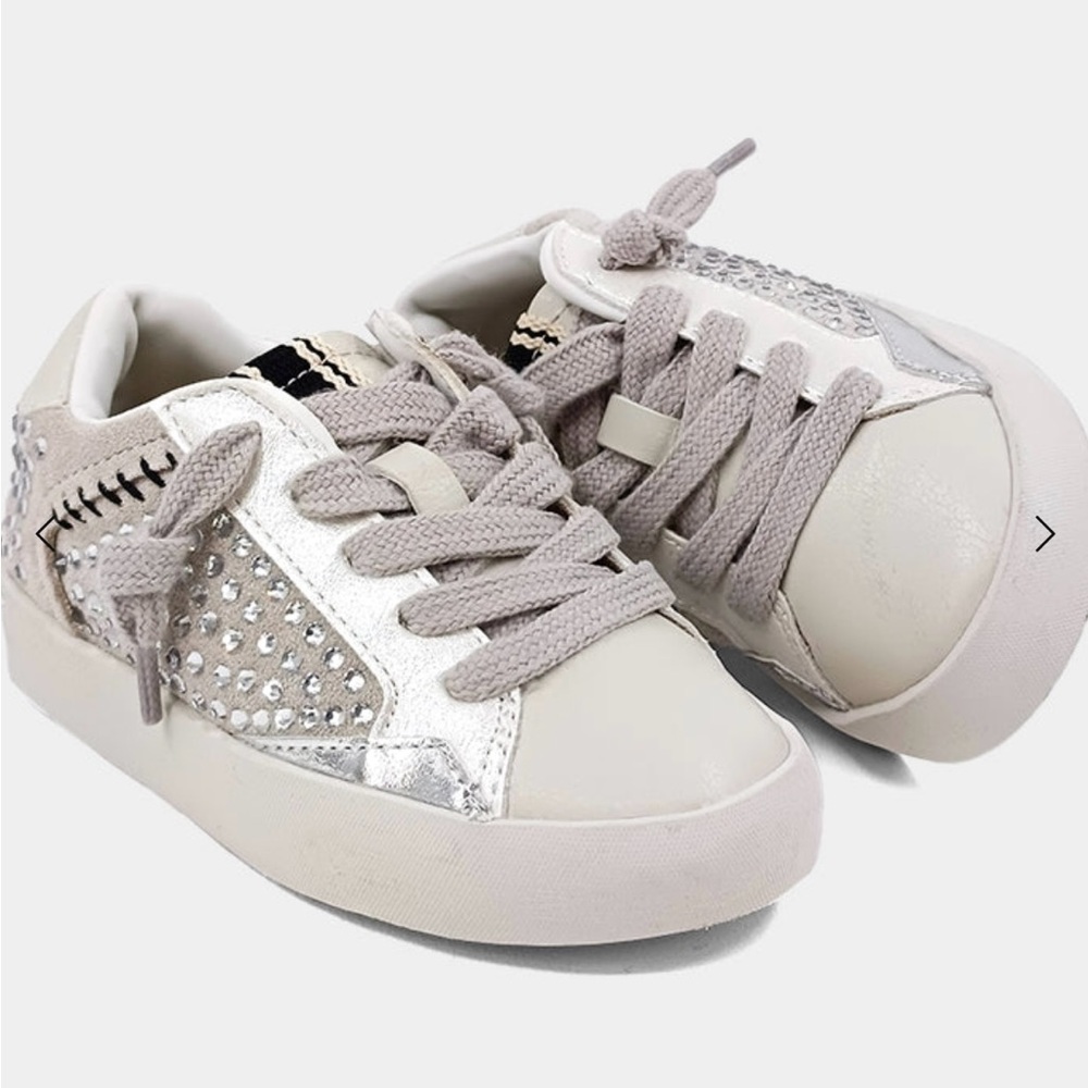 ShuShop- Ruby Toddler Sneakers in Silver and Cream